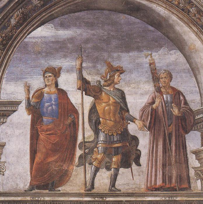  Domenico Ghirlandaio and Assistants,The Roman heroes Decius Mure,Scipio and Cicero (mk36)